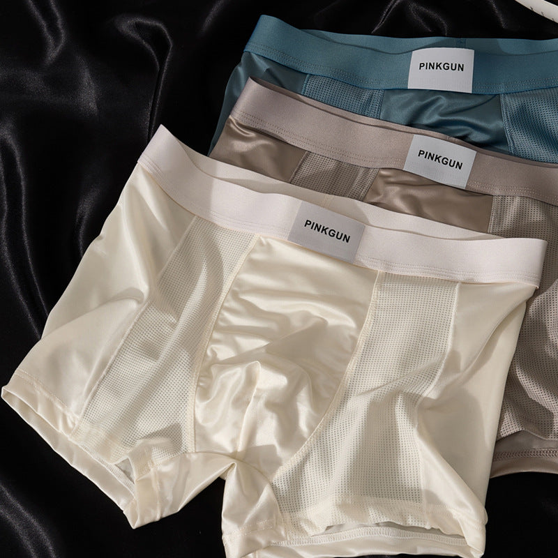 Stay Cool. Stay Fresh. All Day Long. | Men's Antibacterial Ice Silk Boxers – Breathable Mesh, Silky-Smooth Feel, Summer Essentials