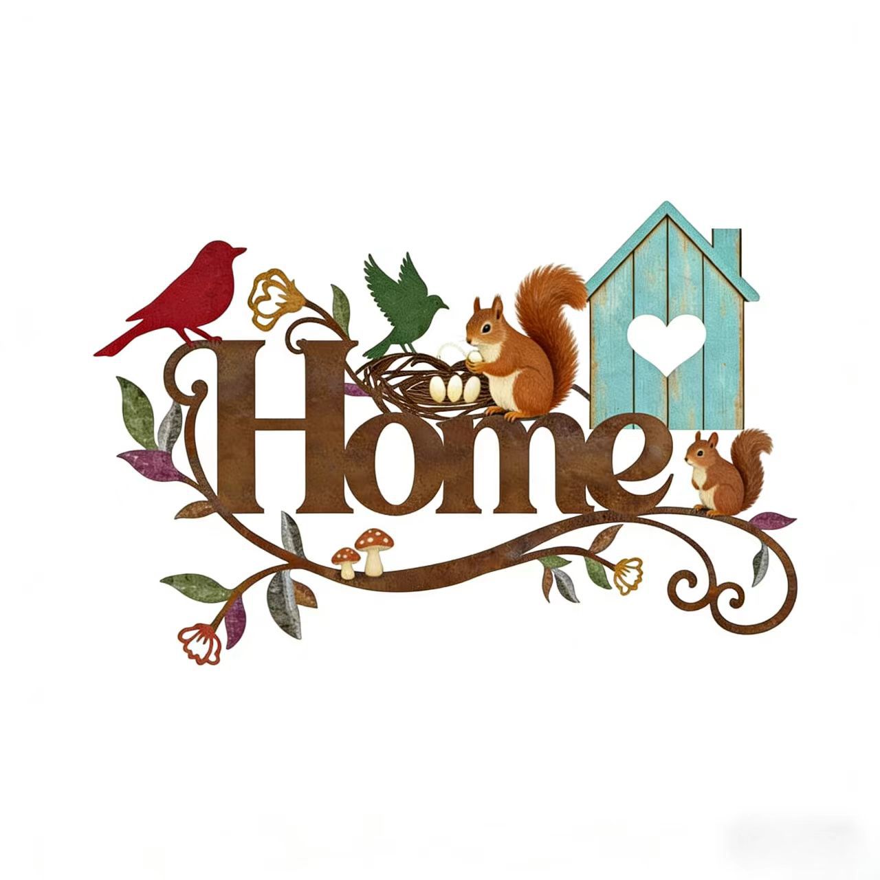 The "HOME" Birdhouse | Iron Art Wall Decor – Rustic Charm for Garden, Porch & Living Room