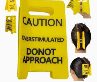 "Warning of Overexcitement" Yellow Shark Clip / Large Hair Clip for Thick Hair