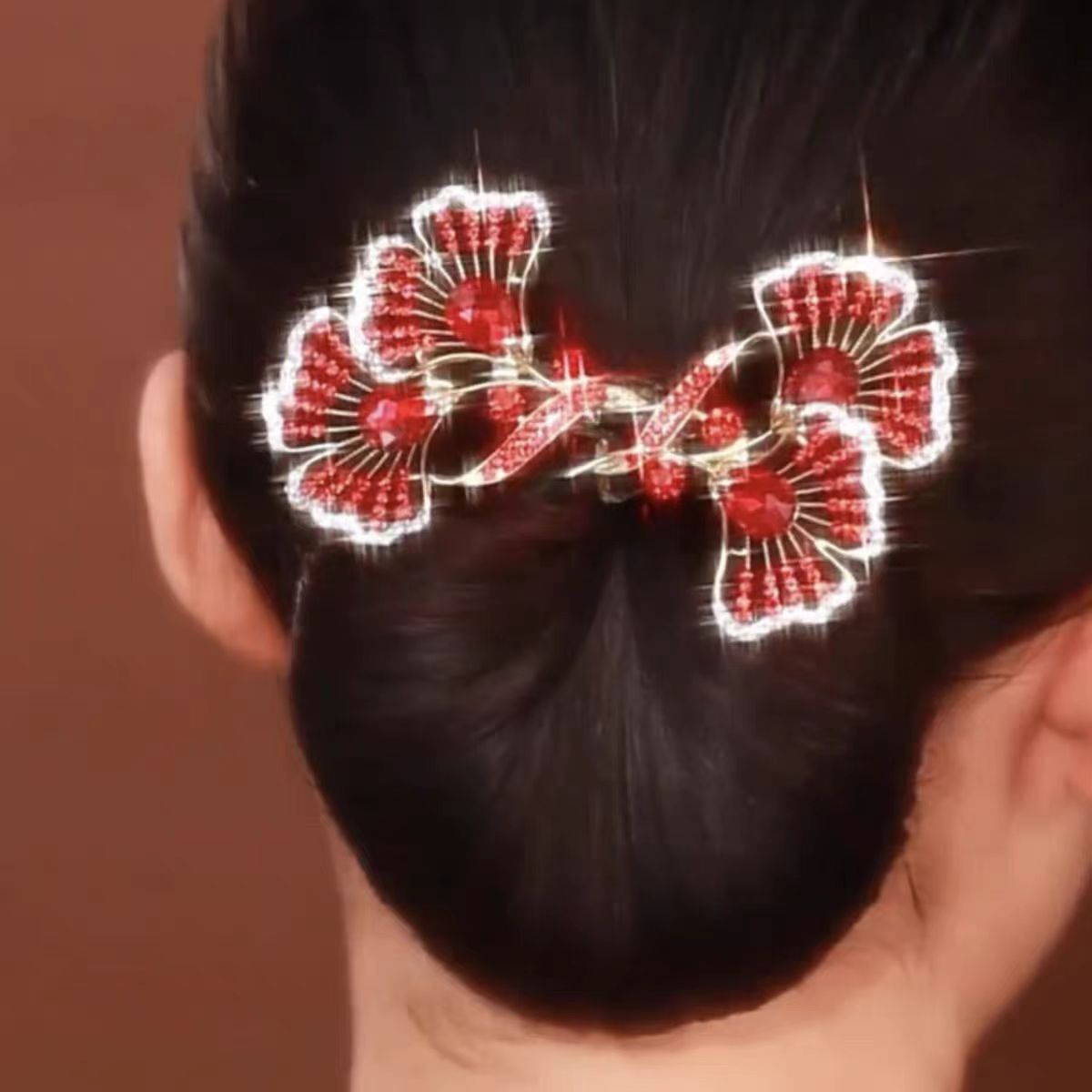 Platinum Plated Zirconia Butterfly Clip / Stylish Hair Clip