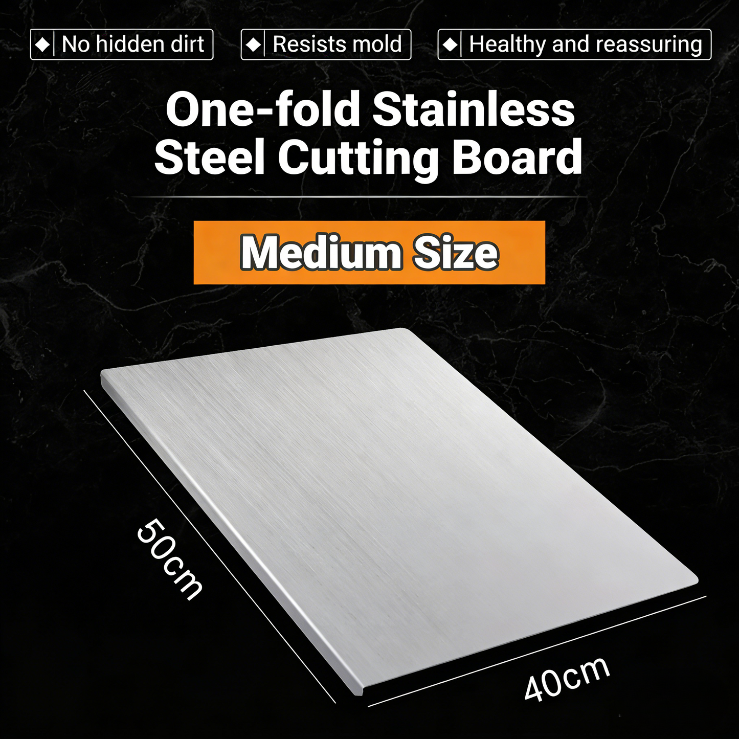 Thick 304 Stainless Steel Cutting Board / Double-Sided Antibacterial Kitchen Cutting Board