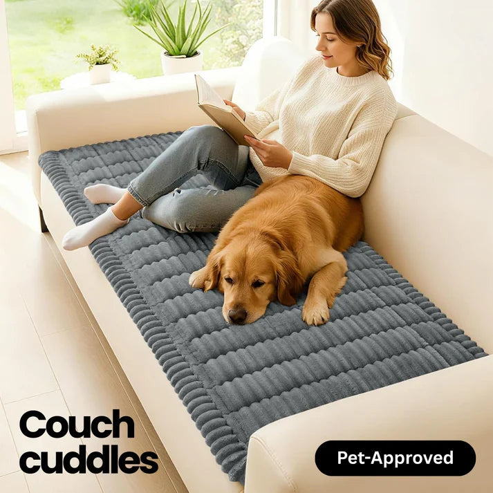 Plush Quilted Non-Slip Sofa Protector Cover for Pets