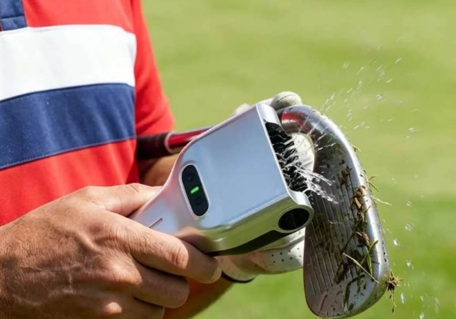 Electric Golf Club Cleaner / Dual-Bristle Portable Groove Brush with Carabiner Clip