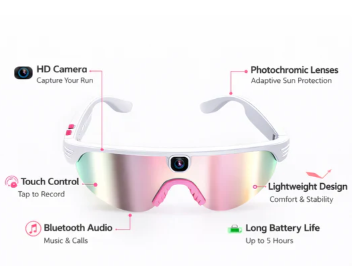 AI Smart Glasses | 8MP Camera 1200P Video Recording – Bluetooth Calling & Music for Outdoor Cycling Sports