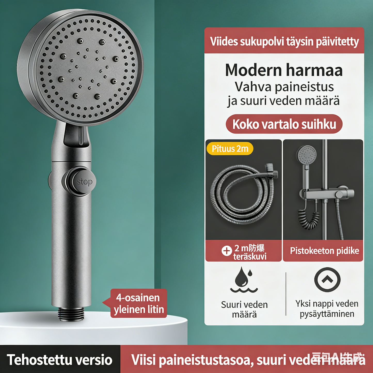 Pressurized Shower Head / Powerful Energy Saving Shower for Bathroom