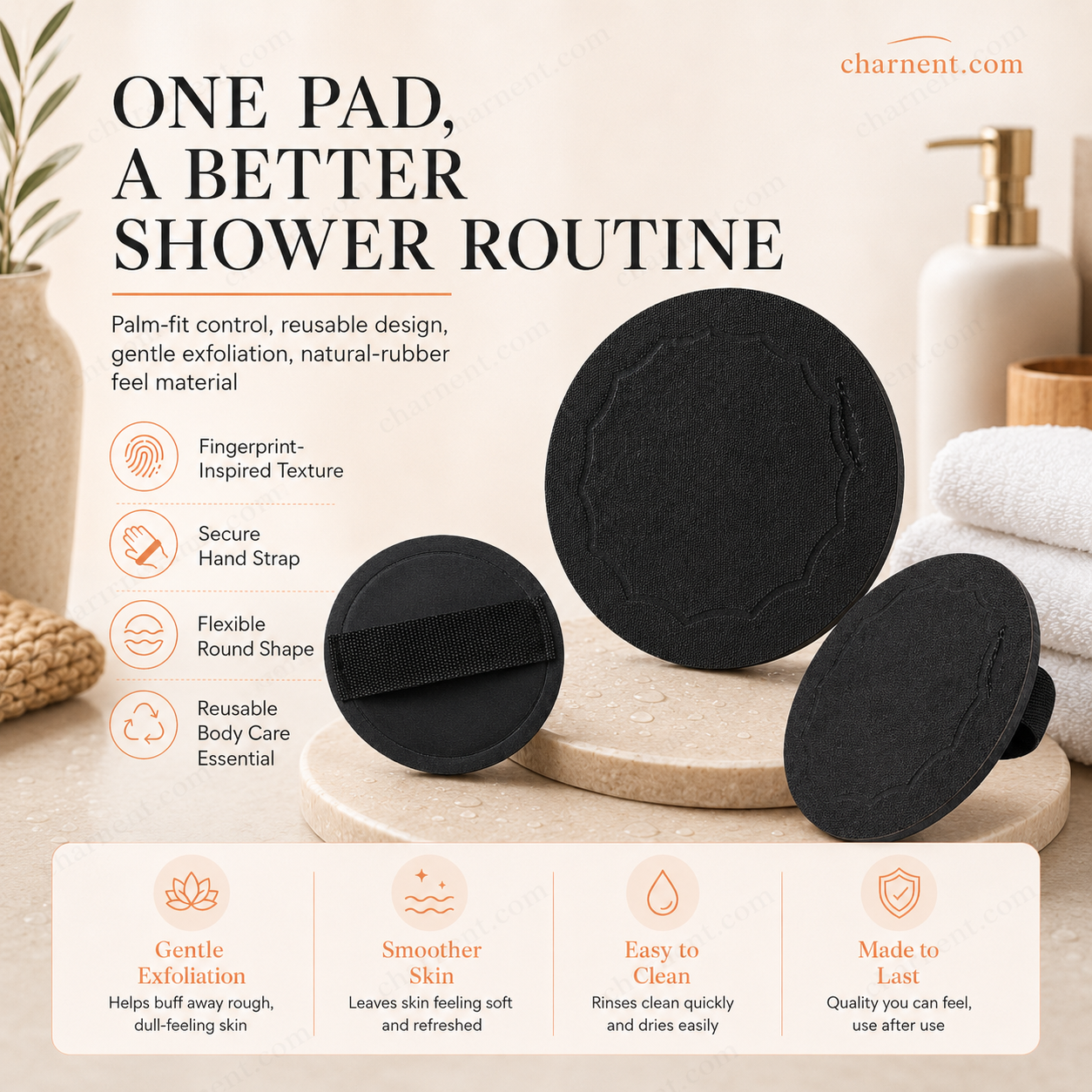 🚿🧽 Soft rubber bath brush – Gentle and effective, removes dead skin cells and cleanses all skin types