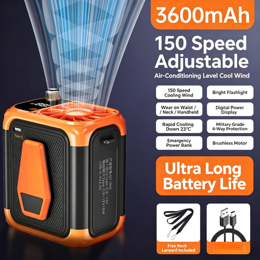Waist-Mounted Cooling Fan – Portable, Powerful, Hands-Free Summer Essential