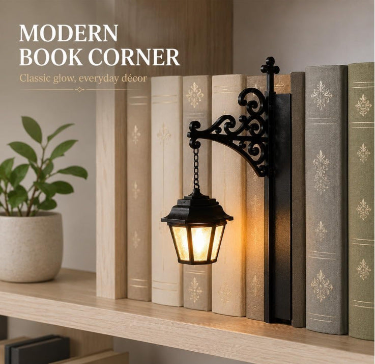 Library Lantern Decorative Bookshelf Lighting | Vintage Book Nook LED Lamp