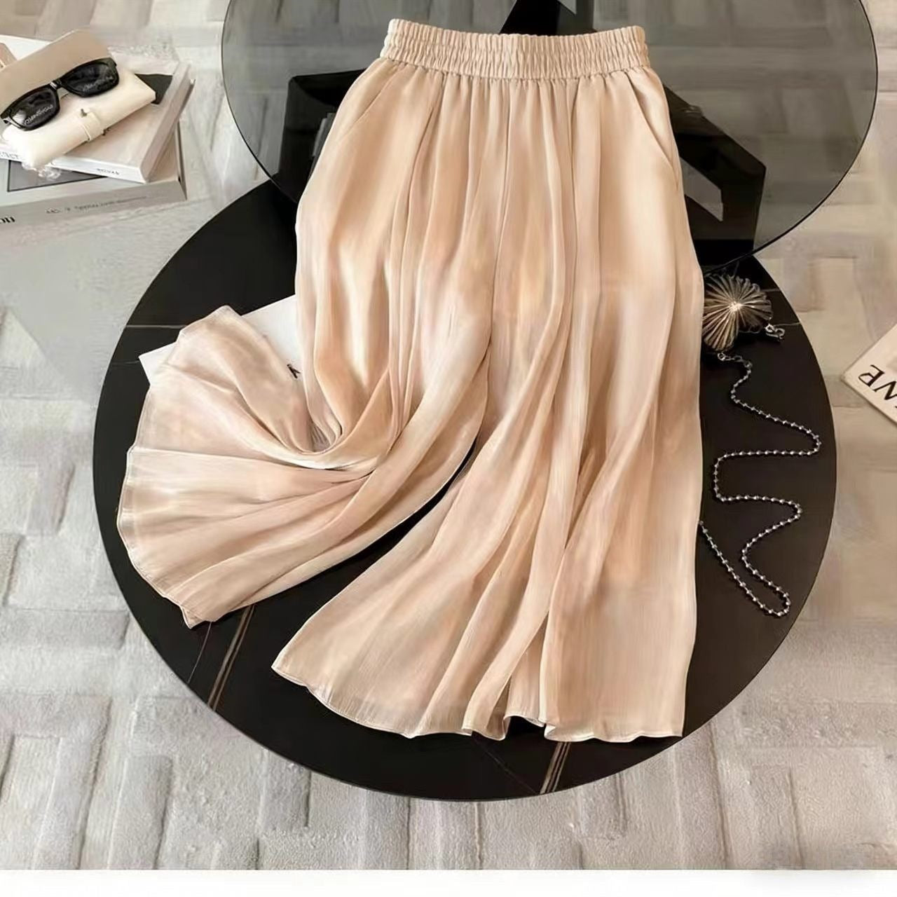 Glass Bead Gold Thread Wide Leg Culottes