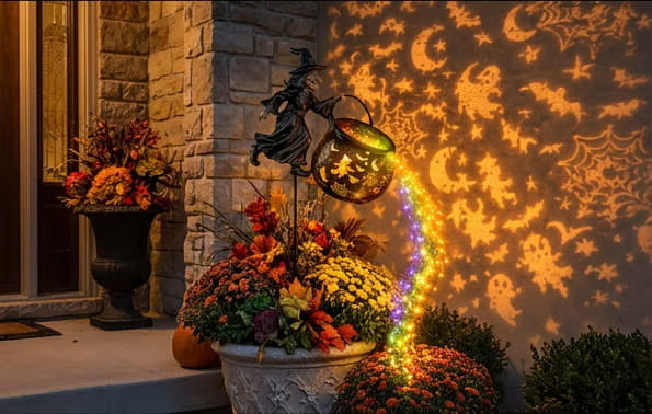 Witch Cauldron Garden Light – Magic Brew for Your Outdoor Halloween Display