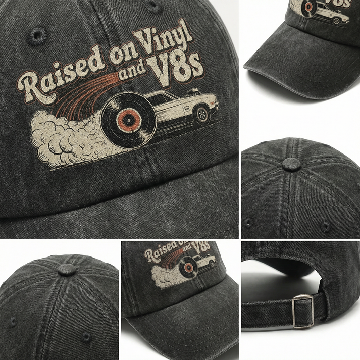 "Rasied on Vinyl and V8s" - The Gearhead Classic Cap