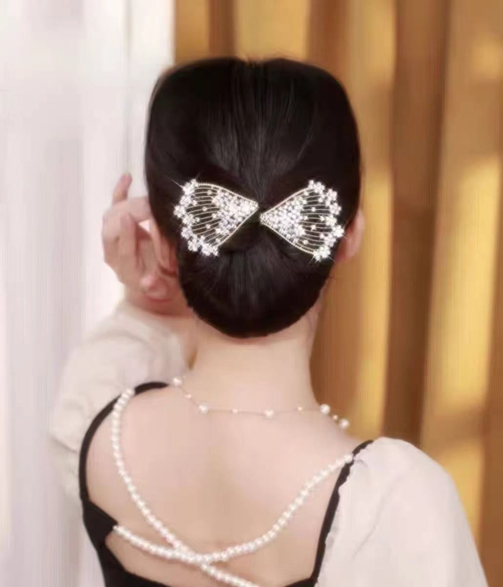 Platinum Plated Zirconia Butterfly Clip / Stylish Hair Clip