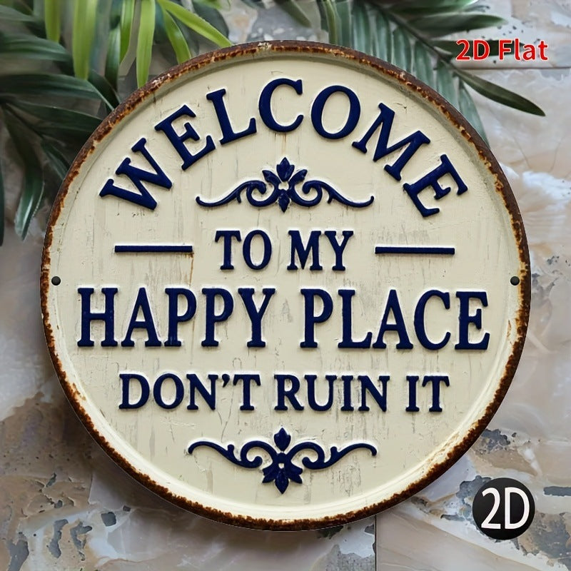 ✨Happy Place – Vintage Statement Metal Sign