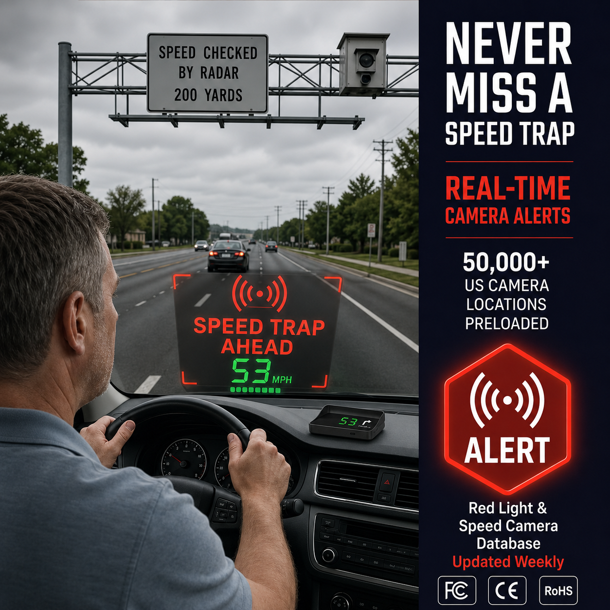 Head-Up Display (HUD) – GPS for the car with digital speedometer