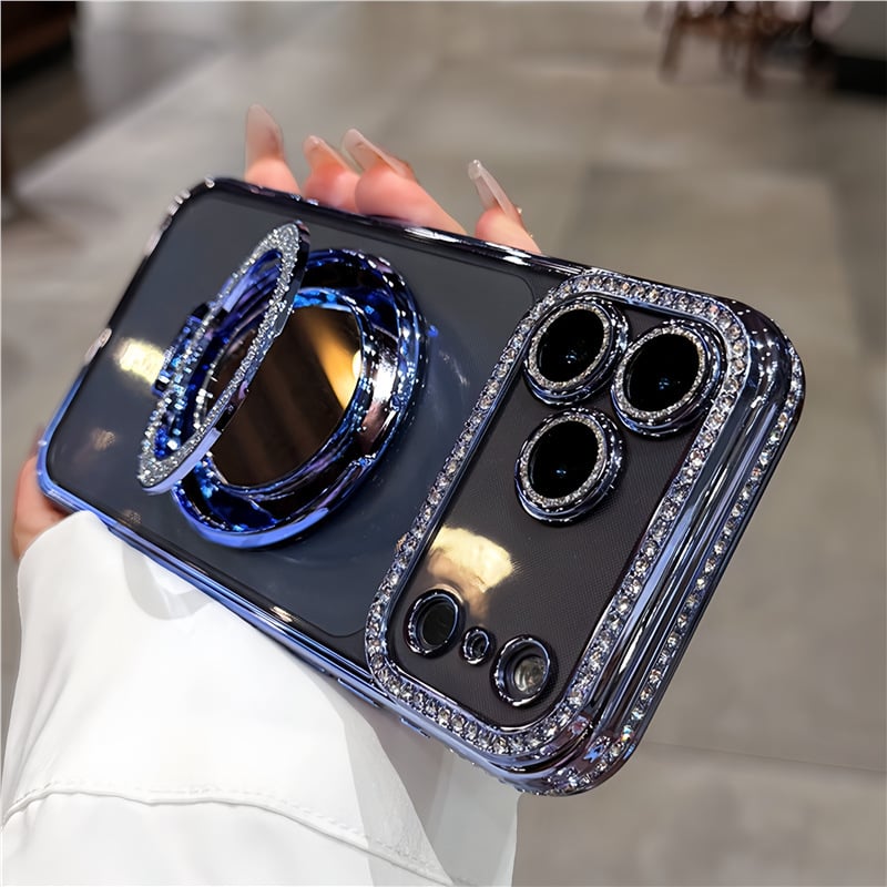 Women's Phone Case with Mirror and Stand for iPhone 12/13/14/15/16/17 Pro Max, 17Air, 14/15/16 Plus