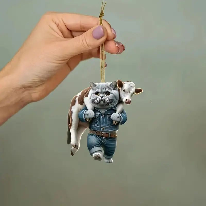 The Couple Cat Pendant | 2D Acrylic Car Charm – Cute Gift for Your Favorite Human
