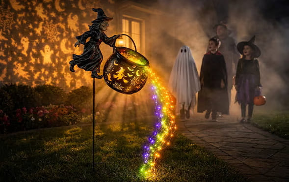 Witch Cauldron Garden Light – Magic Brew for Your Outdoor Halloween Display