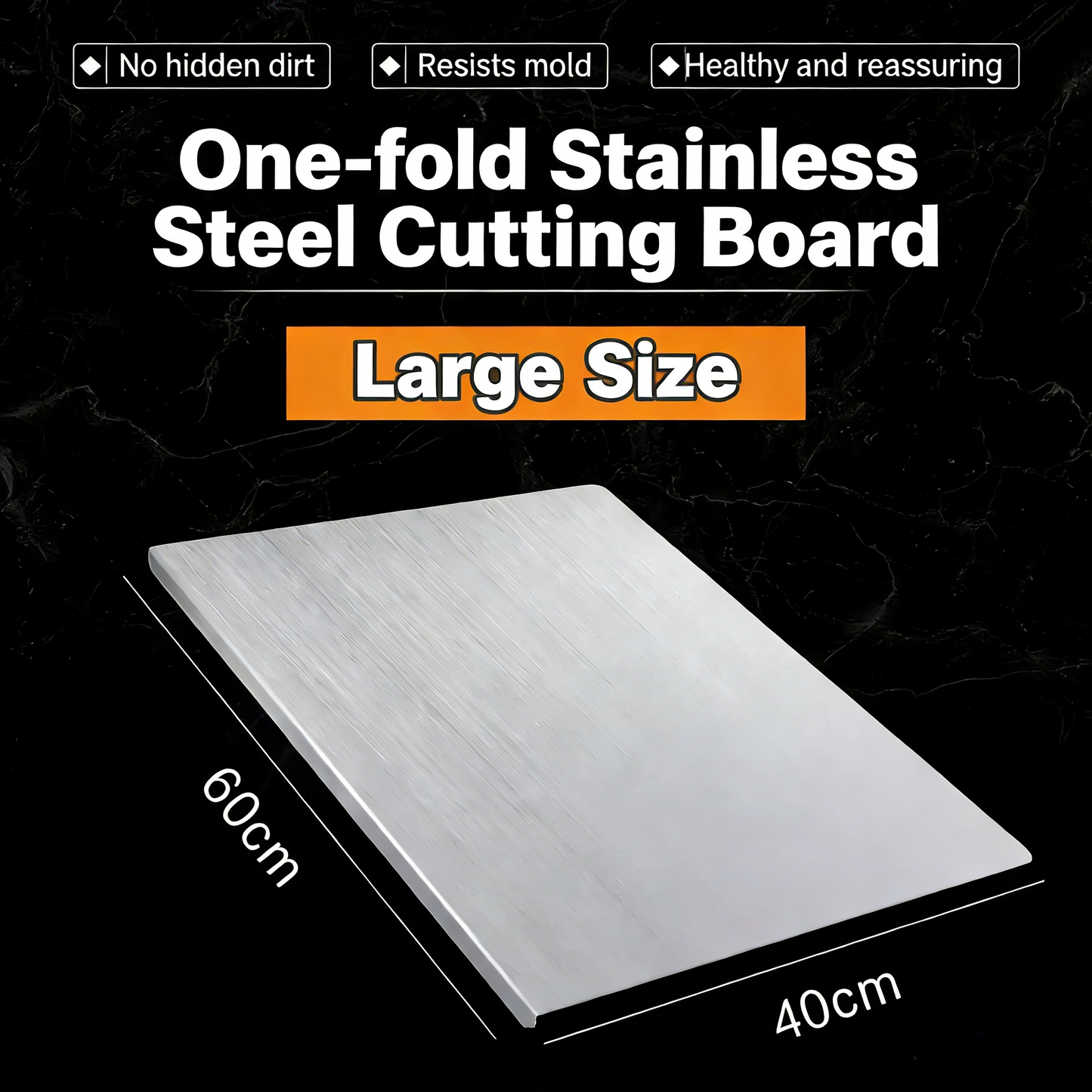 Thick 304 Stainless Steel Cutting Board / Double-Sided Antibacterial Kitchen Cutting Board