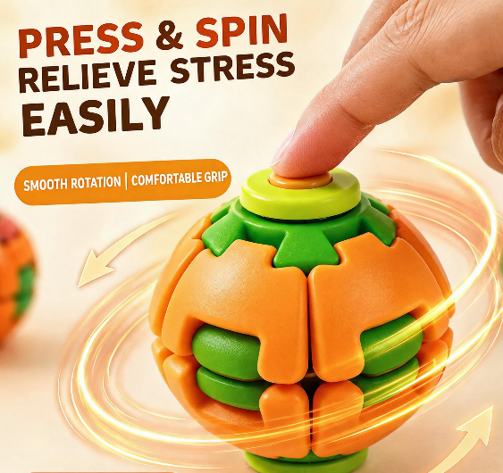 3D Printed Stress Relief Ball: Push & Spin Dual-Play Fidget Toy | Pocket-Sized Desk Decompressor