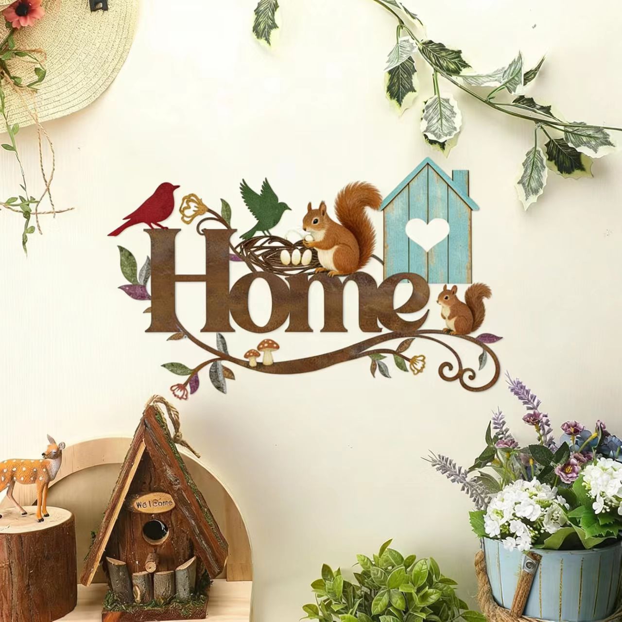 The "HOME" Birdhouse | Iron Art Wall Decor – Rustic Charm for Garden, Porch & Living Room