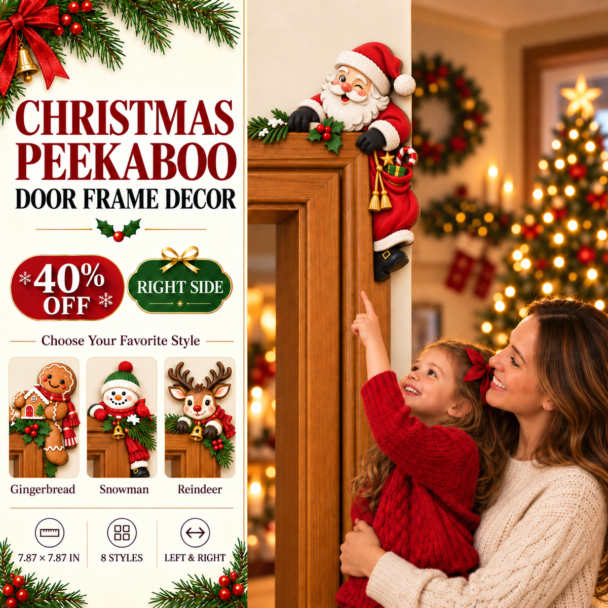 Christmas decoration for the corner of the door frame