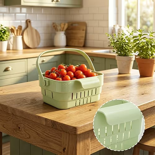 Retractable Hanging Colander – Thickened Kitchen Sink Strainer & Fruit/Vegetable Wash Basket