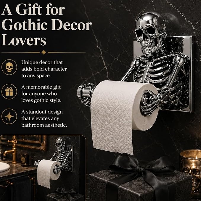 Skeleton Toilet Paper Holder, Funny Tissue Holder Skull Wall Mount