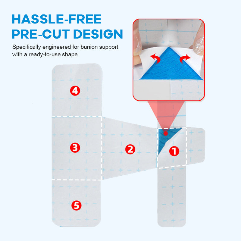 Pre-cut kinesiology tape for hallux valgus