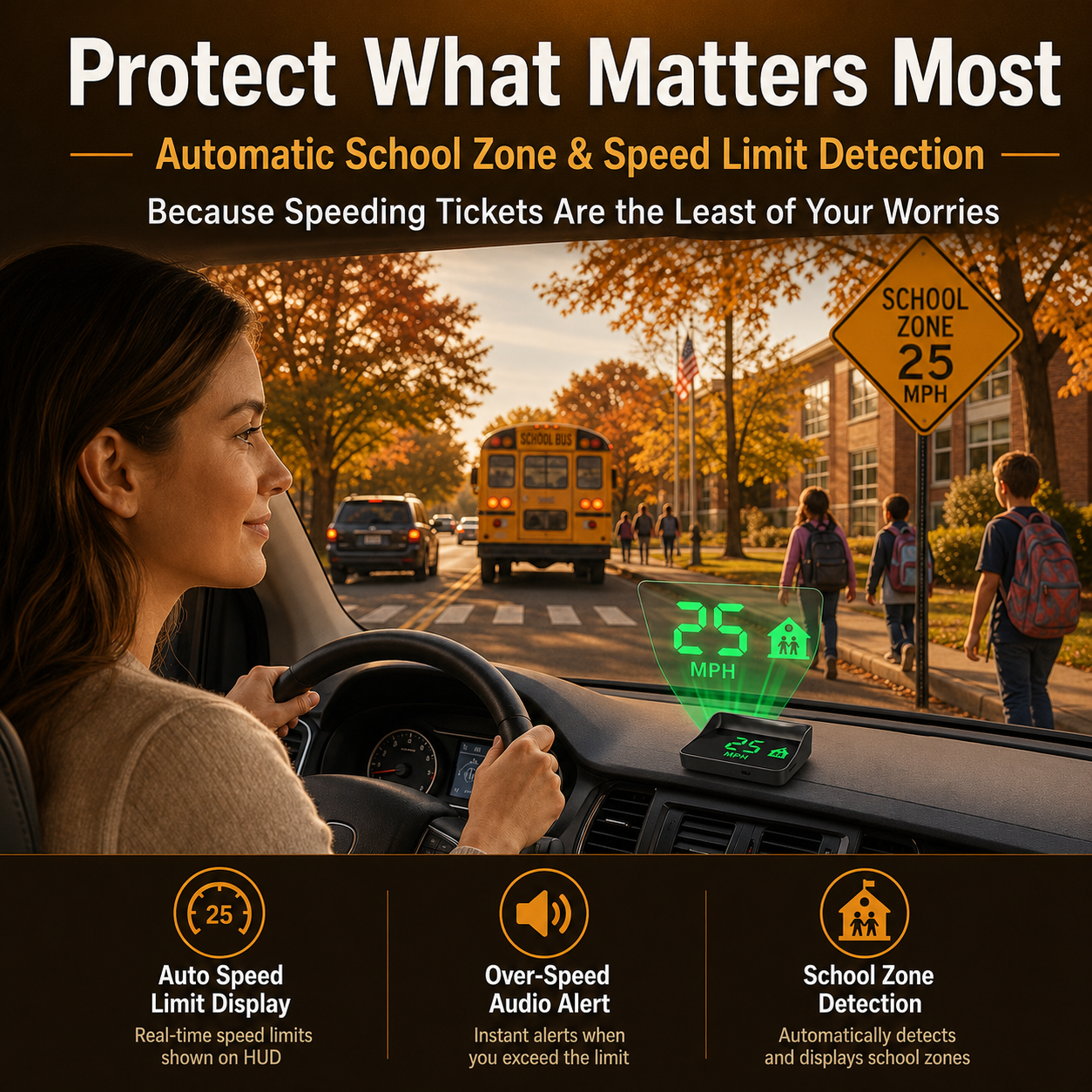 Head-Up Display (HUD) – GPS for the car with digital speedometer