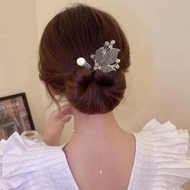 Platinum Plated Zirconia Butterfly Clip / Stylish Hair Clip