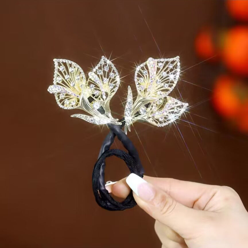 Platinum Plated Zirconia Butterfly Clip / Stylish Hair Clip
