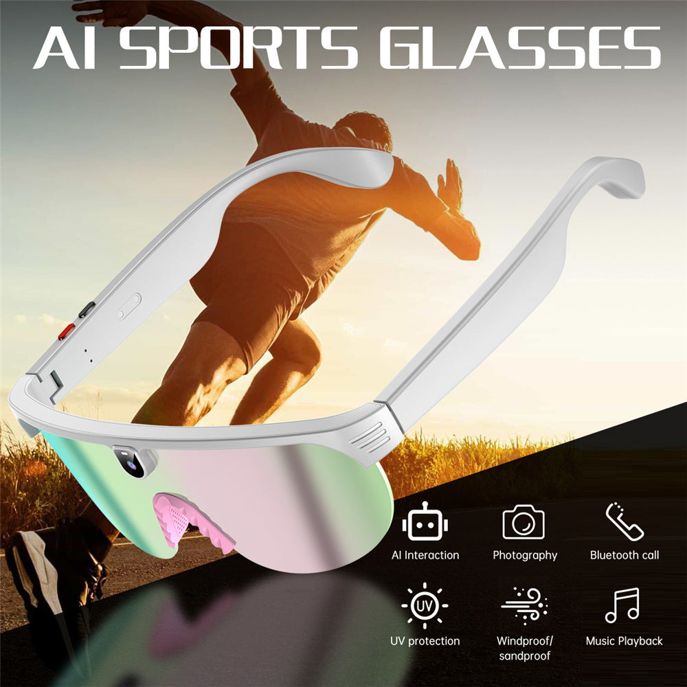 AI Smart Glasses | 8MP Camera 1200P Video Recording – Bluetooth Calling & Music for Outdoor Cycling Sports