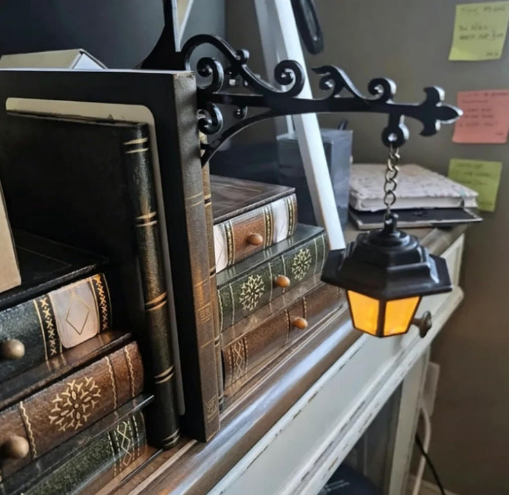 Library Lantern Decorative Bookshelf Lighting | Vintage Book Nook LED Lamp