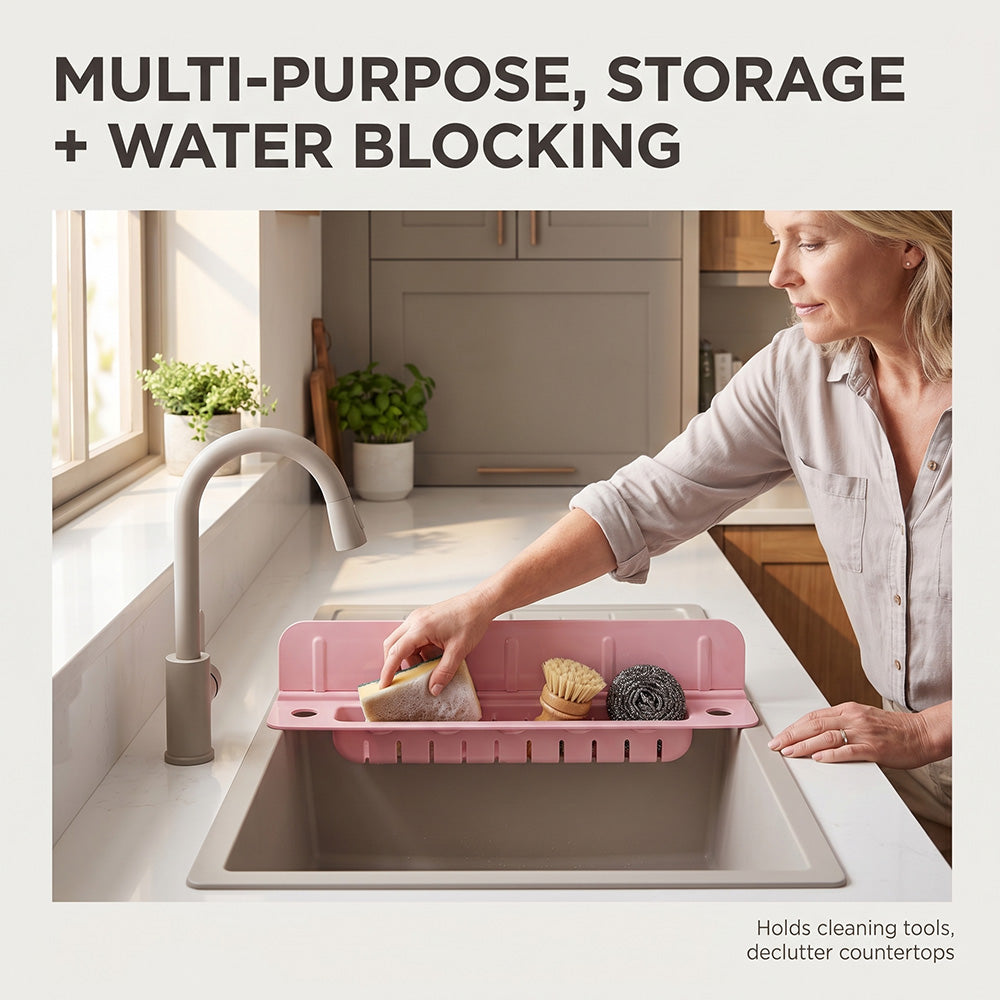 Stop Water Everywhere | Kitchen Sink Splash Guard – Keeps Countertops Dry, Clean & Oil-Free