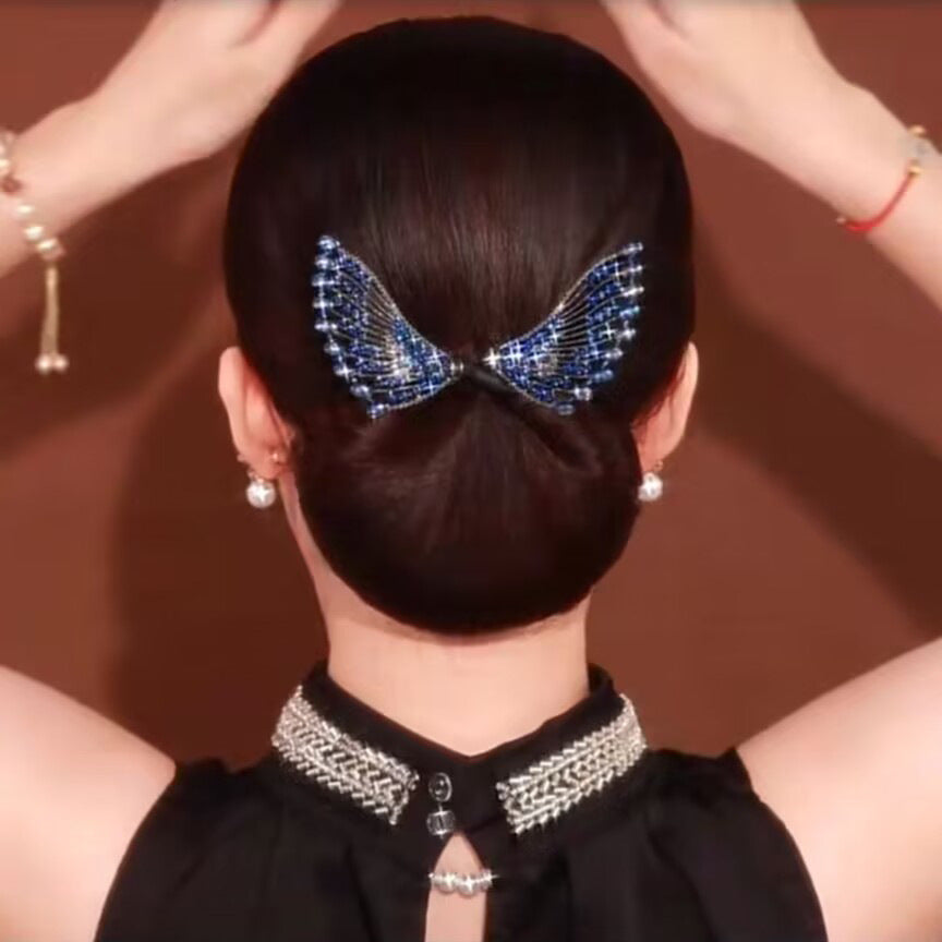 Platinum Plated Zirconia Butterfly Clip / Stylish Hair Clip