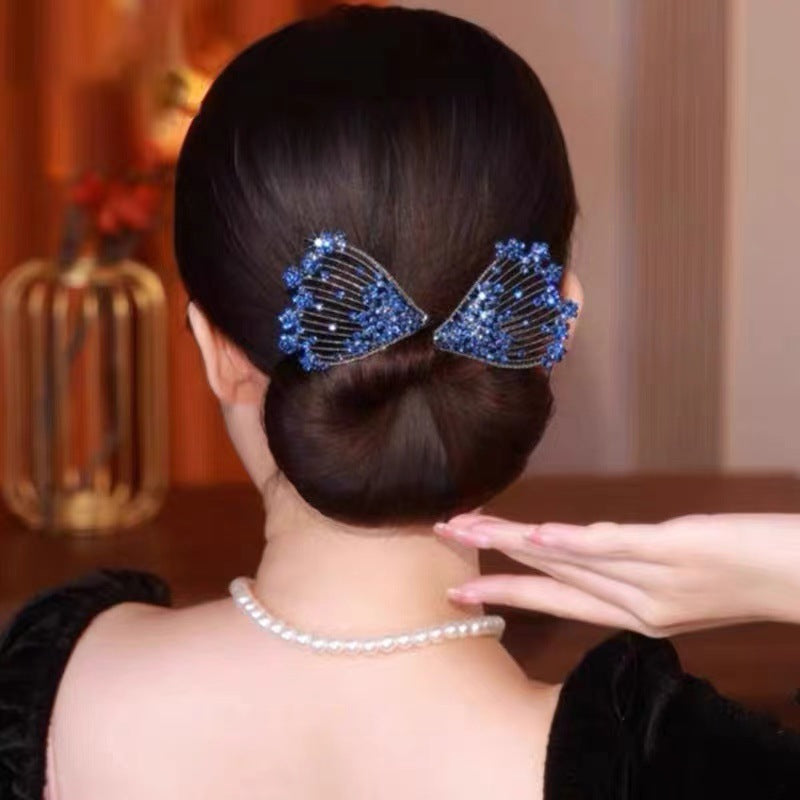 Platinum Plated Zirconia Butterfly Clip / Stylish Hair Clip