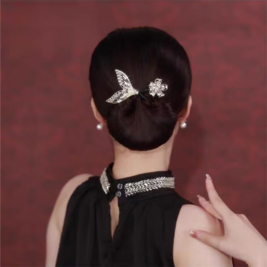 Platinum Plated Zirconia Butterfly Clip / Stylish Hair Clip