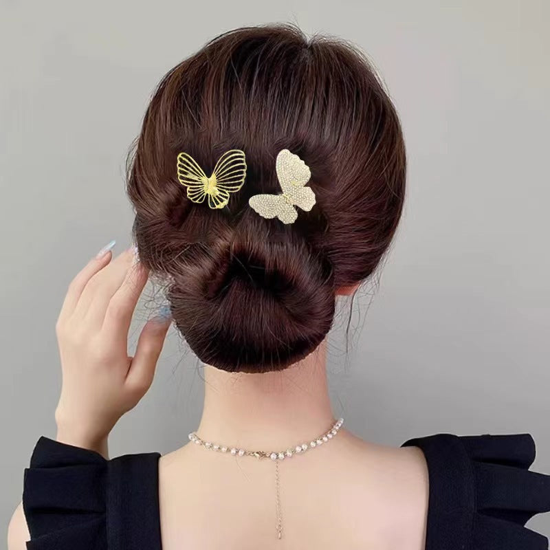 Platinum Plated Zirconia Butterfly Clip / Stylish Hair Clip