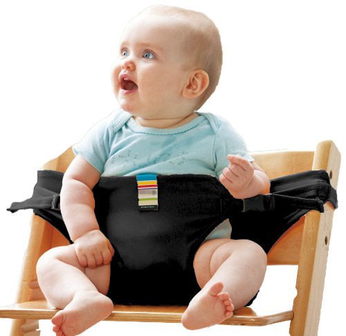 Safety belts for child seats – Portable holder for feeding straps