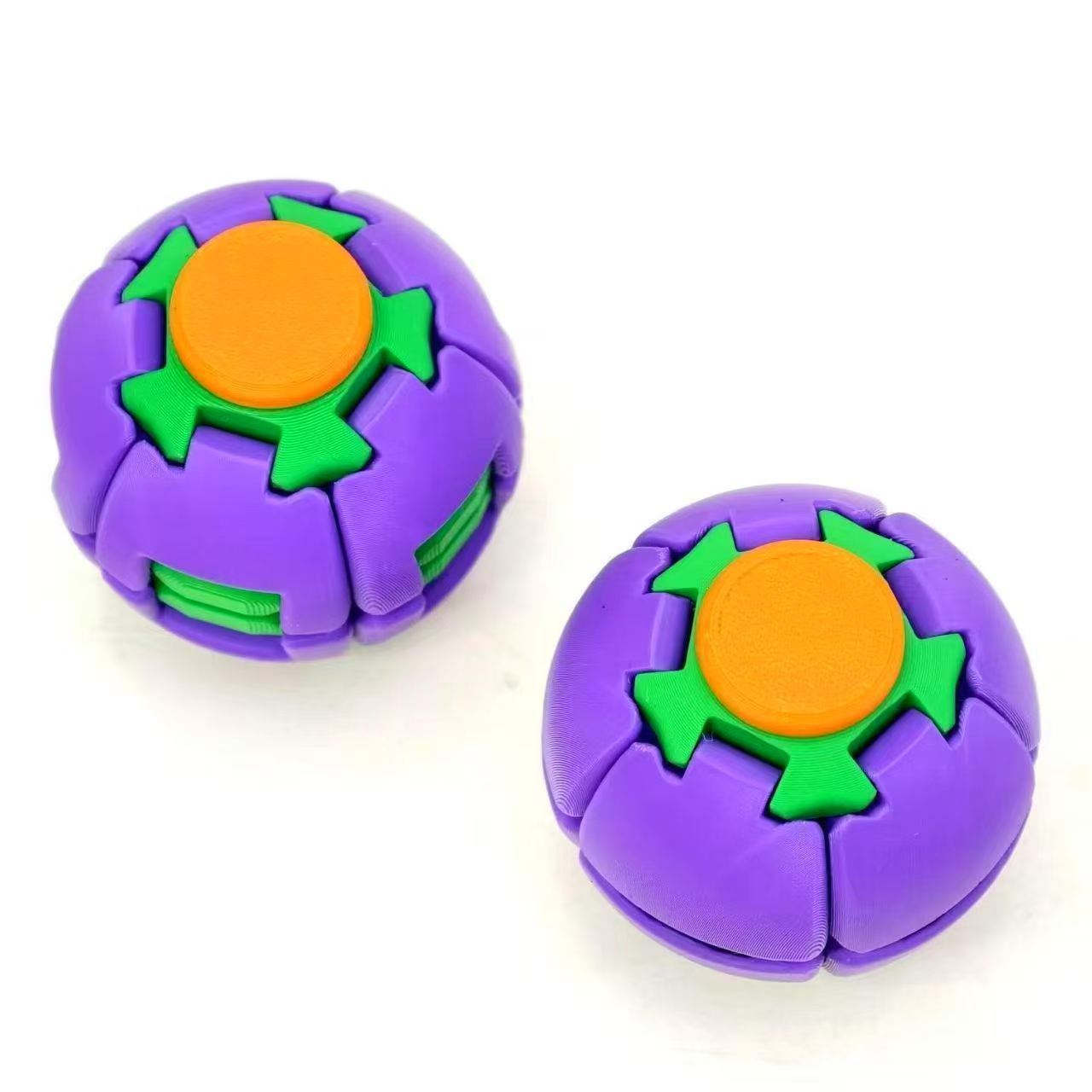 3D Printed Stress Relief Ball: Push & Spin Dual-Play Fidget Toy | Pocket-Sized Desk Decompressor