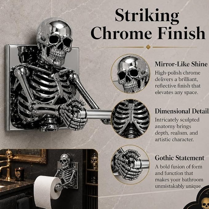 Skeleton Toilet Paper Holder, Funny Tissue Holder Skull Wall Mount
