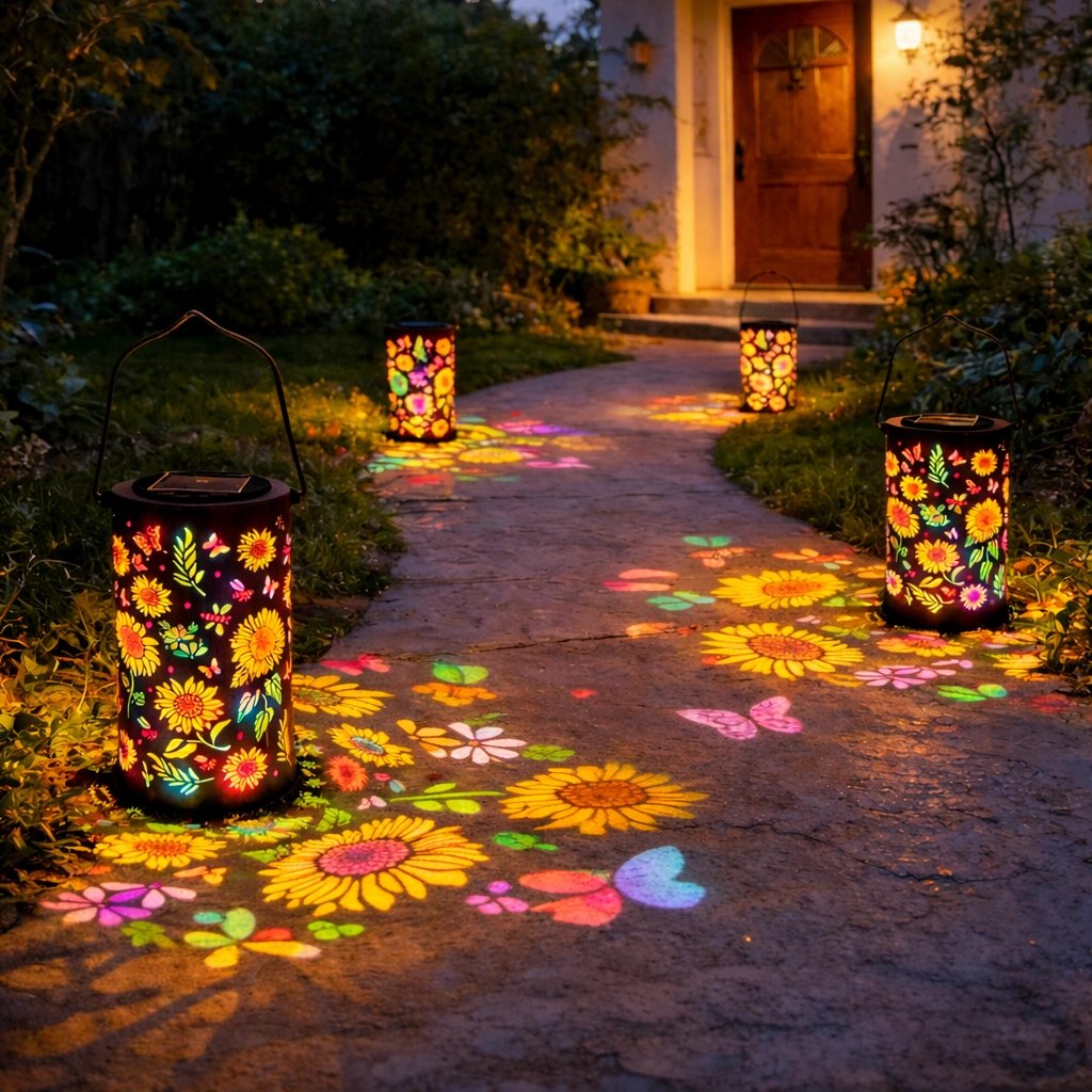 🌞Colorful solar garden lantern with sunflower light effect