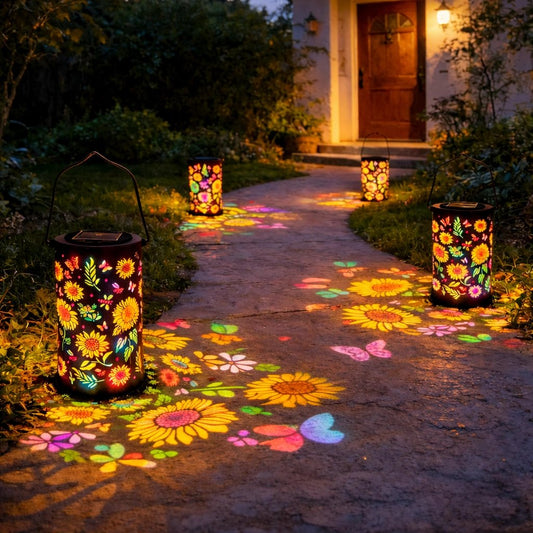 🌞Colorful solar garden lantern with sunflower light effect