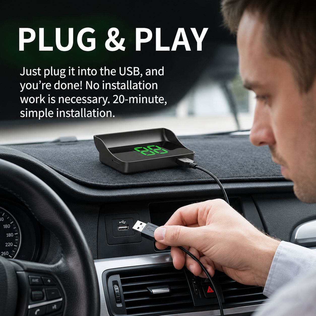 Head-Up Display (HUD) – GPS for the car with digital speedometer