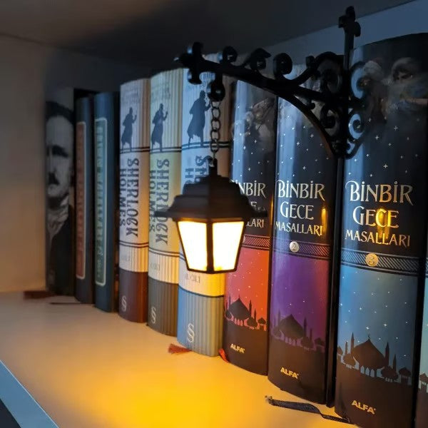 Library Lantern Decorative Bookshelf Lighting | Vintage Book Nook LED Lamp
