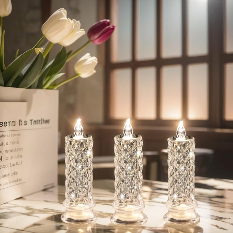 ✨ Crystal Rose Candlelight – Romantic glow without the mess