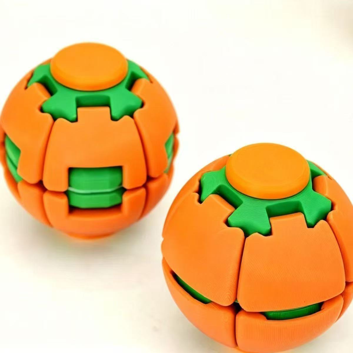 3D Printed Stress Relief Ball: Push & Spin Dual-Play Fidget Toy | Pocket-Sized Desk Decompressor