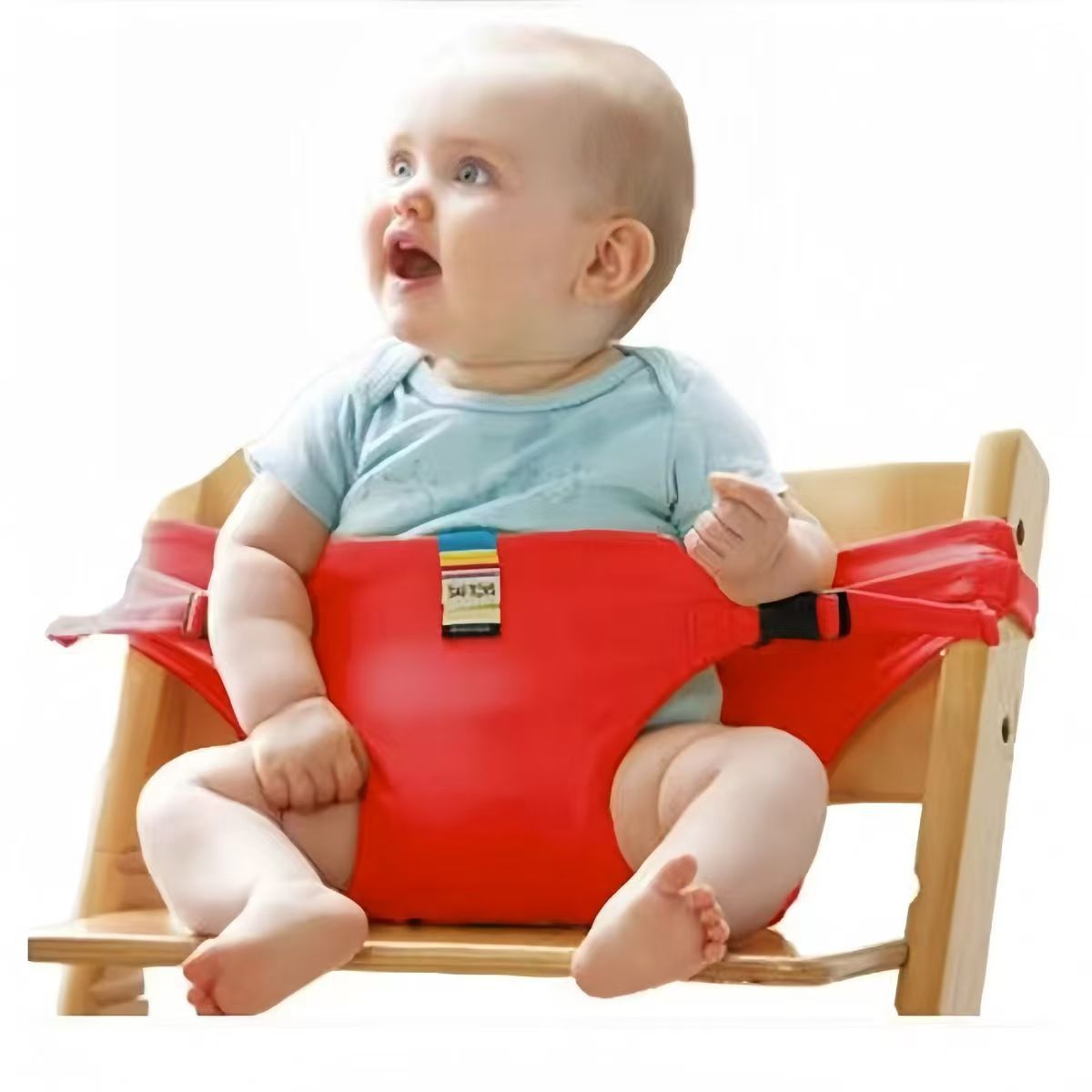 Safety belts for child seats – Portable holder for feeding straps