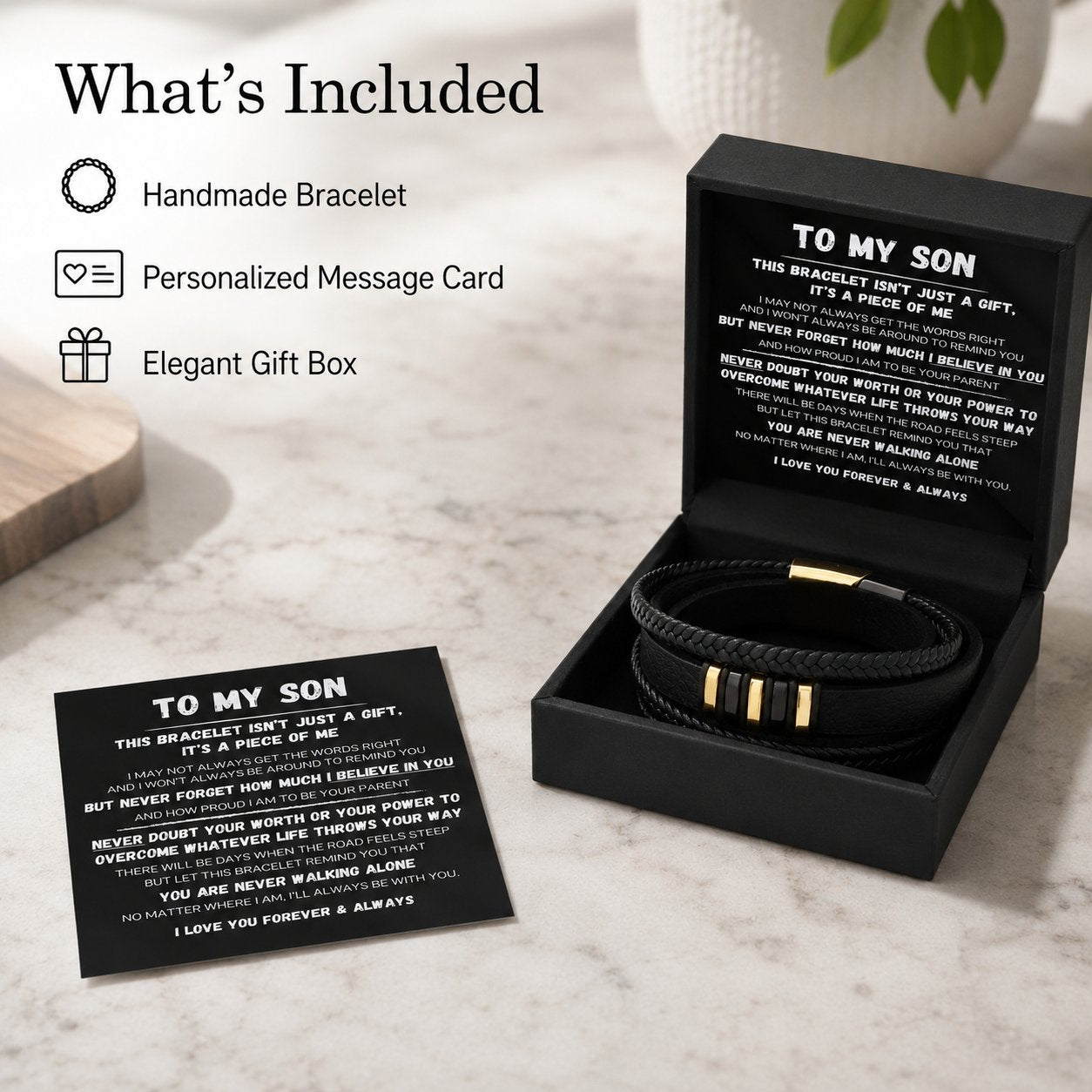 🖤For my son — "Never Walk Alone" Braided Bracelet Set
