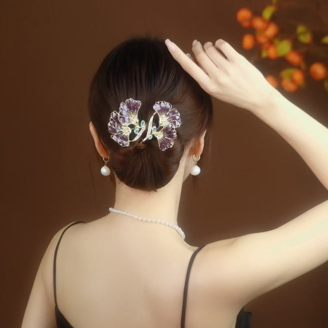 Platinum Plated Zirconia Butterfly Clip / Stylish Hair Clip